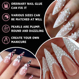 12 Größen Nail Art Perlen, Flache Perlen, Nail Art Accessoires, Halbkreis Nagelperlen, Weiße Nail Charms en Glitzersteine ​​​​Nägel voor Nail Art Design, DIY Basteln, Alltag, Hochzeit (2 dozen)