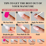 Korte Franse tip nepnagels - 30 stuks zwarte nagels om op korte vierkante nagels te lijmen, Franse tip nepnagels met lijm, vierkante kunstnagels set voor dames