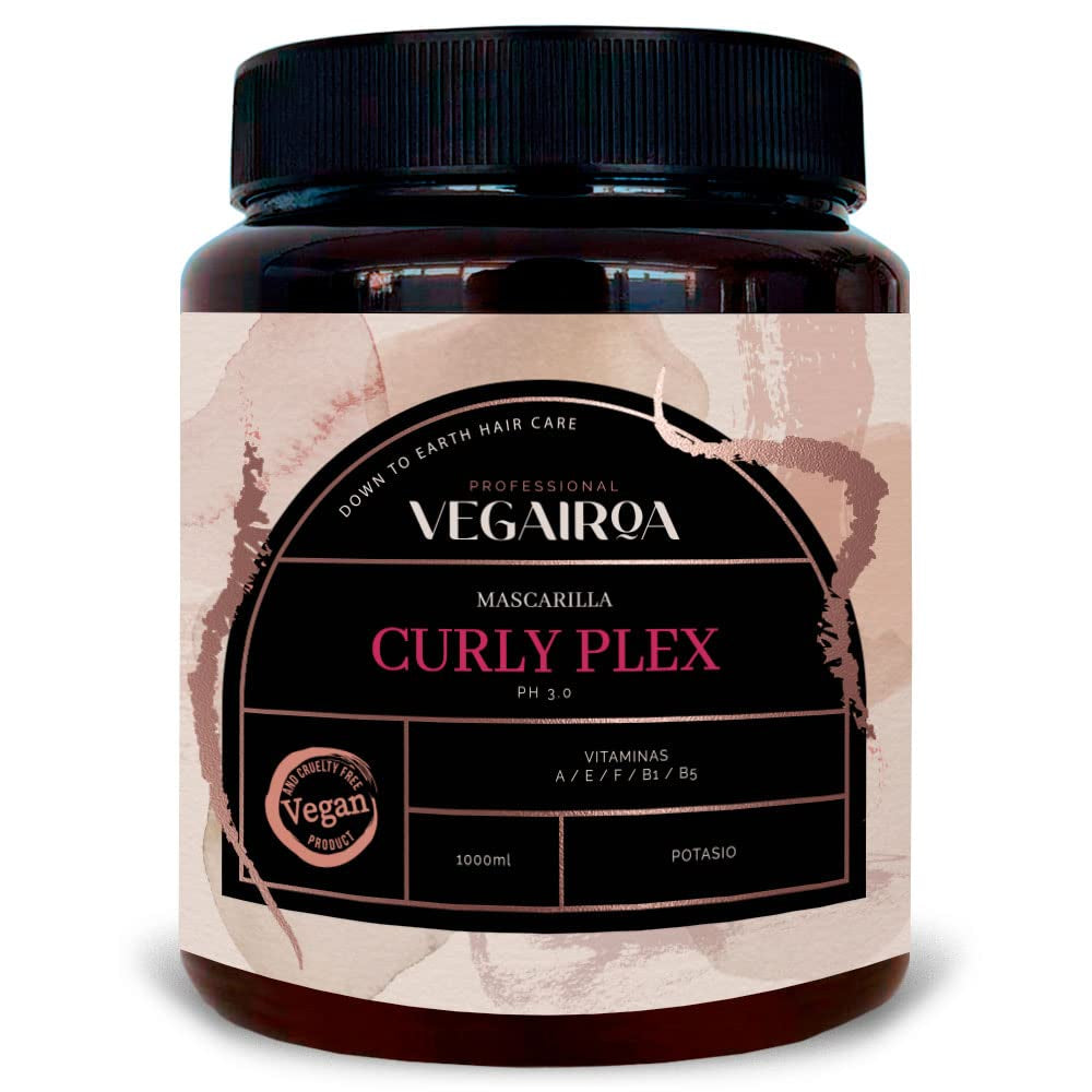 VEGAIROA - Curly Plex Mask - Masker voor gedefinieerde krullen zonder kroezen - Diep hydraterende verzorging - Voor krullend of golvend haar - Professioneel veganistisch kappersproduct - 1000ml Naty Shop Haarmasker Standaard titel