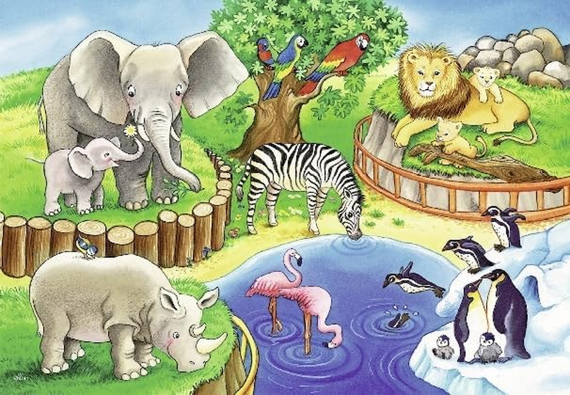 Ravensburger Puzzel voor kinderen - 07602 Dieren in de dierentuin - Puzzel voor kinderen vanaf 3 jaar, met 2X12 stukjes Puzzel Naty Shop