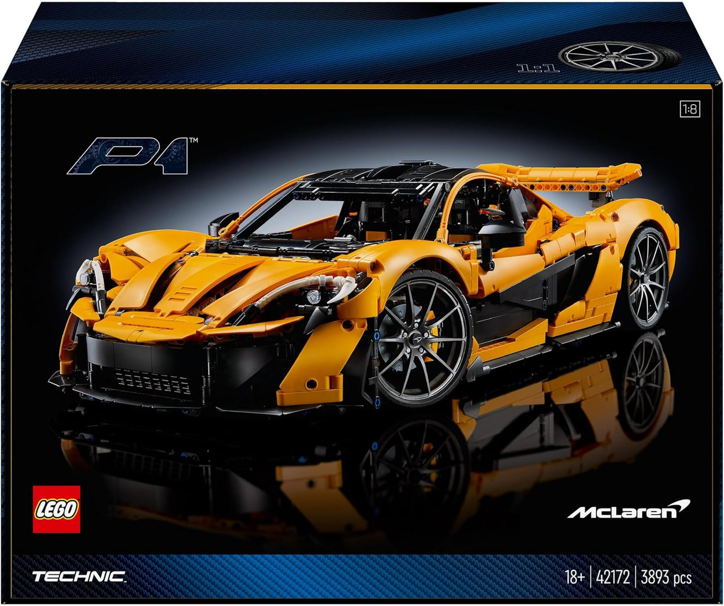LEGO Technic Mclaren P1 Supersportwagenset voor volwassenen Autofans Cadeau V8-zuigermotor 7-versnellingsbak Schaalmodelauto Speelgoedautoset 42172 Bouwsets Bekijk de LEGO-Store