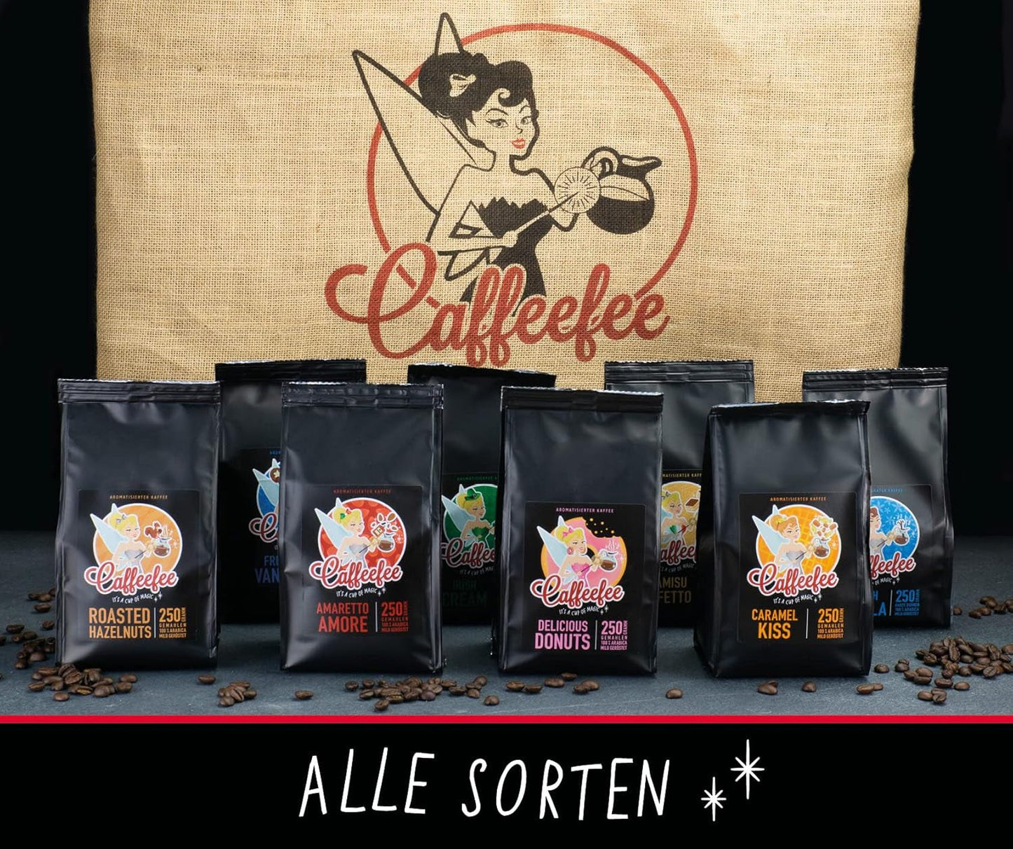 Caffeefee Belgische Wafels Bohnen, 250 g, aromatisierter Röstkaffee