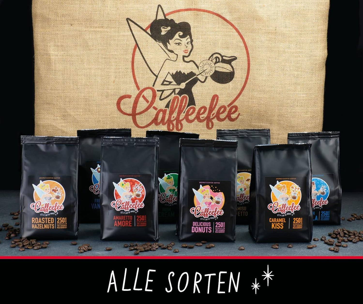Caffeefee Belgische Wafels Bohnen, 250 g, aromatisierter Röstkaffee