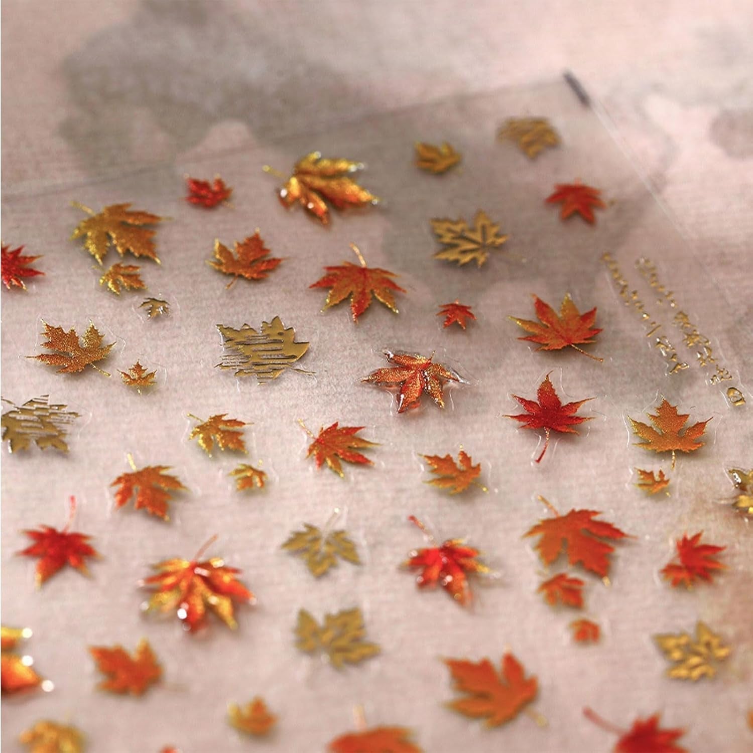 JMEOWIO 3D Nagelsticker Herbst Nail Art Sticker Selbstklebend Nagelaufkleber 5D Stereoskopisch Ahornblatt Erntedankfest Decoratie Nageldesign Zubehör 1 Blatt