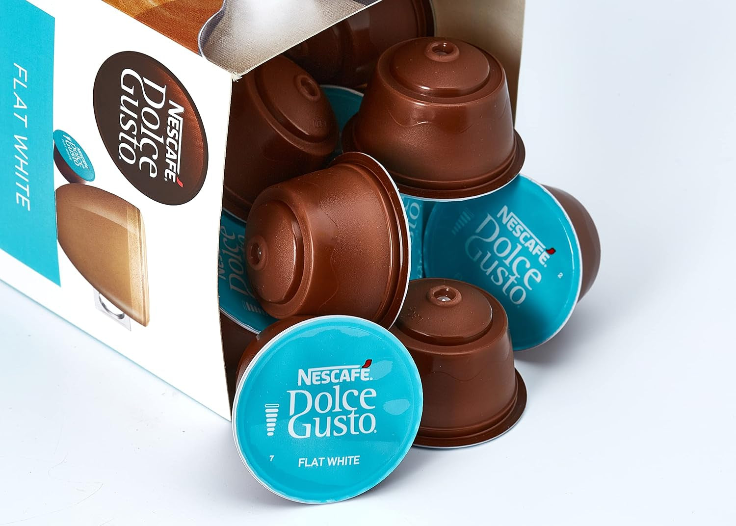 NESCAFÉ Dolce Gusto Latte Macchiato Vorratsbox 90 Kaffeekapsels & Flat White, 48 Kaffeekapsels, Arabica en Robusta Bohnen