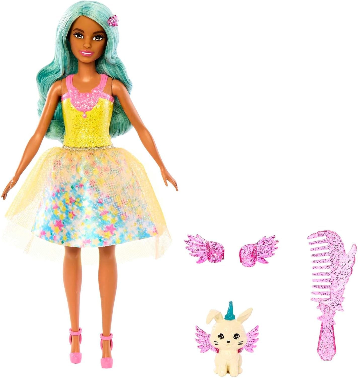 Barbie Hidden Magic - Teresa-pop met sprookjesoutfit, golvend haar en kam voor leuk kapperswerk, vanaf 3 jaar, HLC36