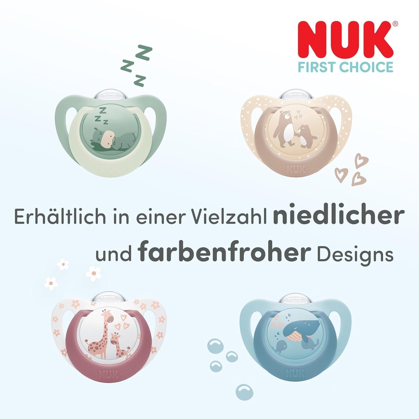 NUK First Choice Nachtfopspeen voor baby's | 6-18 maanden | Orthodontische fopspenen die oplichten in het donker | Kalmeert 99% van de baby's** | Konijn/Schap | Pak 0-2