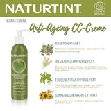 Natuurlijke tint CC-crème. Geen uitspoelbaar haarmasker. Voor droog en beschadigd haar. Herstelt en hydrateert. 96% natuurlijke ingrediënten. 200ml Naty Shop haarmasker