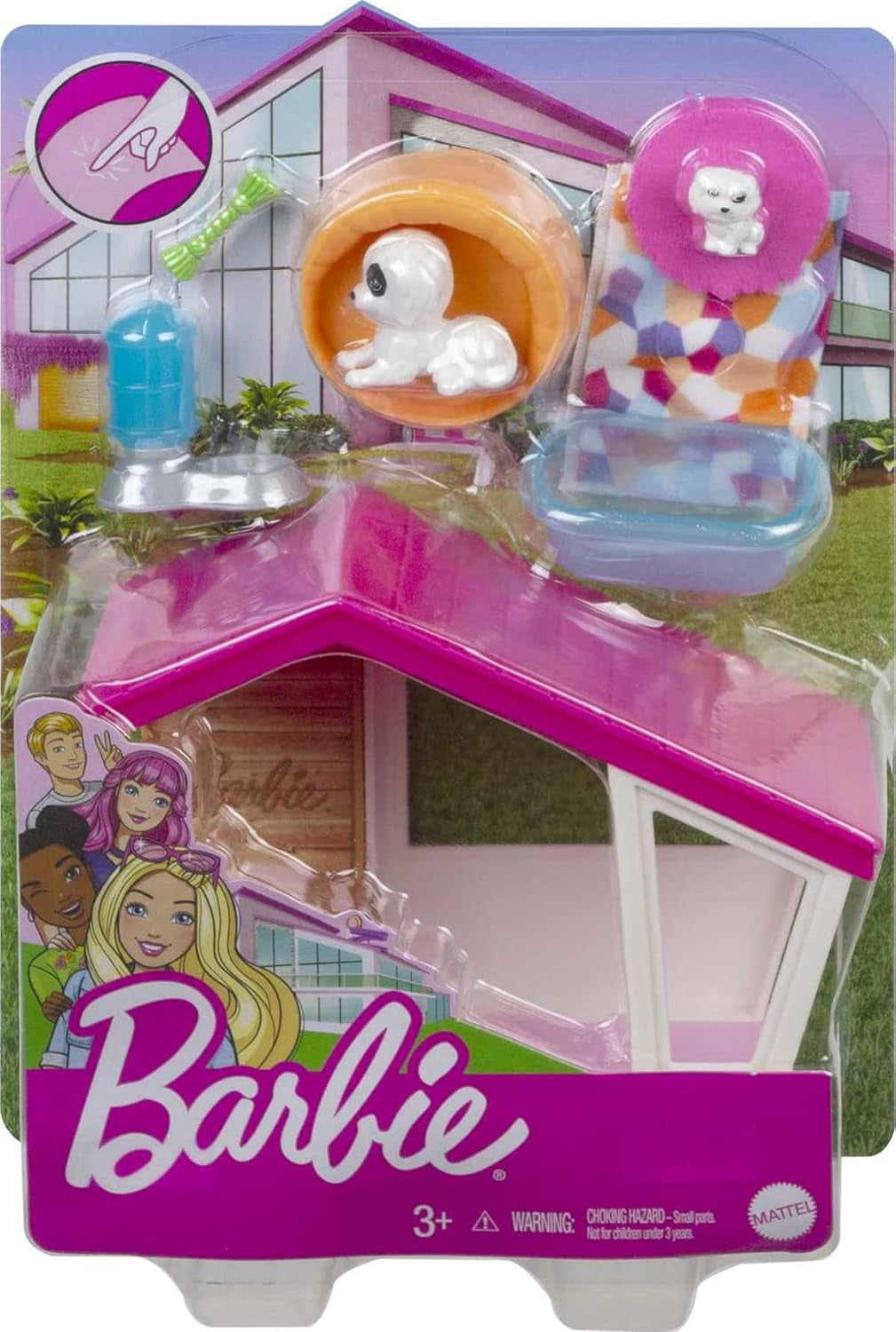 Barbie GRG78 - Mini Speelset met 2 honden, hondenhuis en accessoires, cadeau voor kinderen van 3 tot 7 jaar Naty Shop Dolls