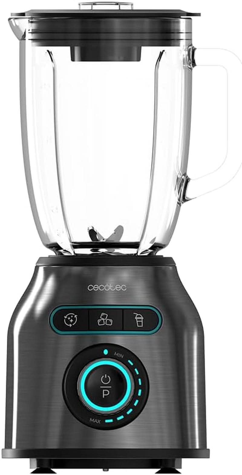 Cecotec Standmixer Power Zwart Titanium 2200MAX Glad, 2200 W Maximale Leistung, 6 Klingen Aus Edelstahl, Ice-Crush-Funktion, Turbo- en Smoothie-Funktion, Autoclean-Funktion Keuken Naty Shop Dunkel Inox 2200 W | 1,75 L