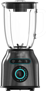 Cecotec Standmixer Power Zwart Titanium 2200MAX Glad, 2200 W Maximale Leistung, 6 Klingen Aus Edelstahl, Ice-Crush-Funktion, Turbo- en Smoothie-Funktion, Autoclean-Funktion Keuken Naty Shop Dunkel Inox 2200 W | 1,75 L