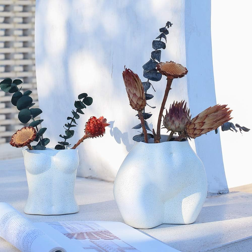 Kunstmatige lichaamsvaas, bloempot voor vrouwelijk lichaam met drainagegaten, moderne harsbloempot, modern boho-ontwerp, kunstmatige potplant voor binnendecoratie