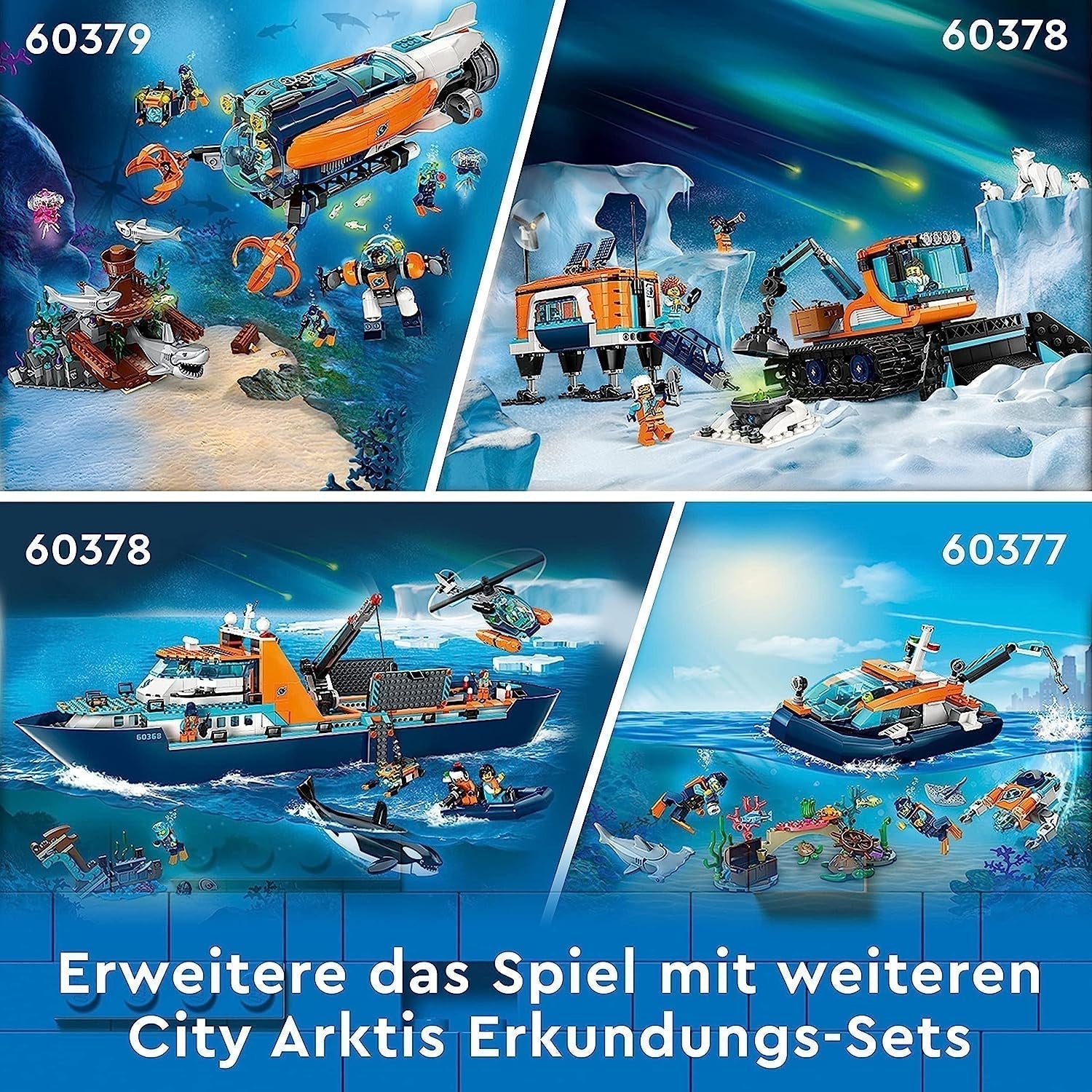 LEGO City Poolonderzoeksschip, grote drijvende speelgoedboot met helikopter, opblaasbare boot, Rov-onderzeeër, Vikingwrak, 7 minifiguren en orkafiguur, cadeau voor kinderen vanaf 7 jaar 60368 Bouwsets Besuche in LEGO-Store