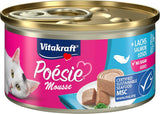Vitakraft Poésie Mousse, kattennatvoer, luchtig schuim, met zalm, zonder toegevoegde suiker of granen (12 x 85 g)