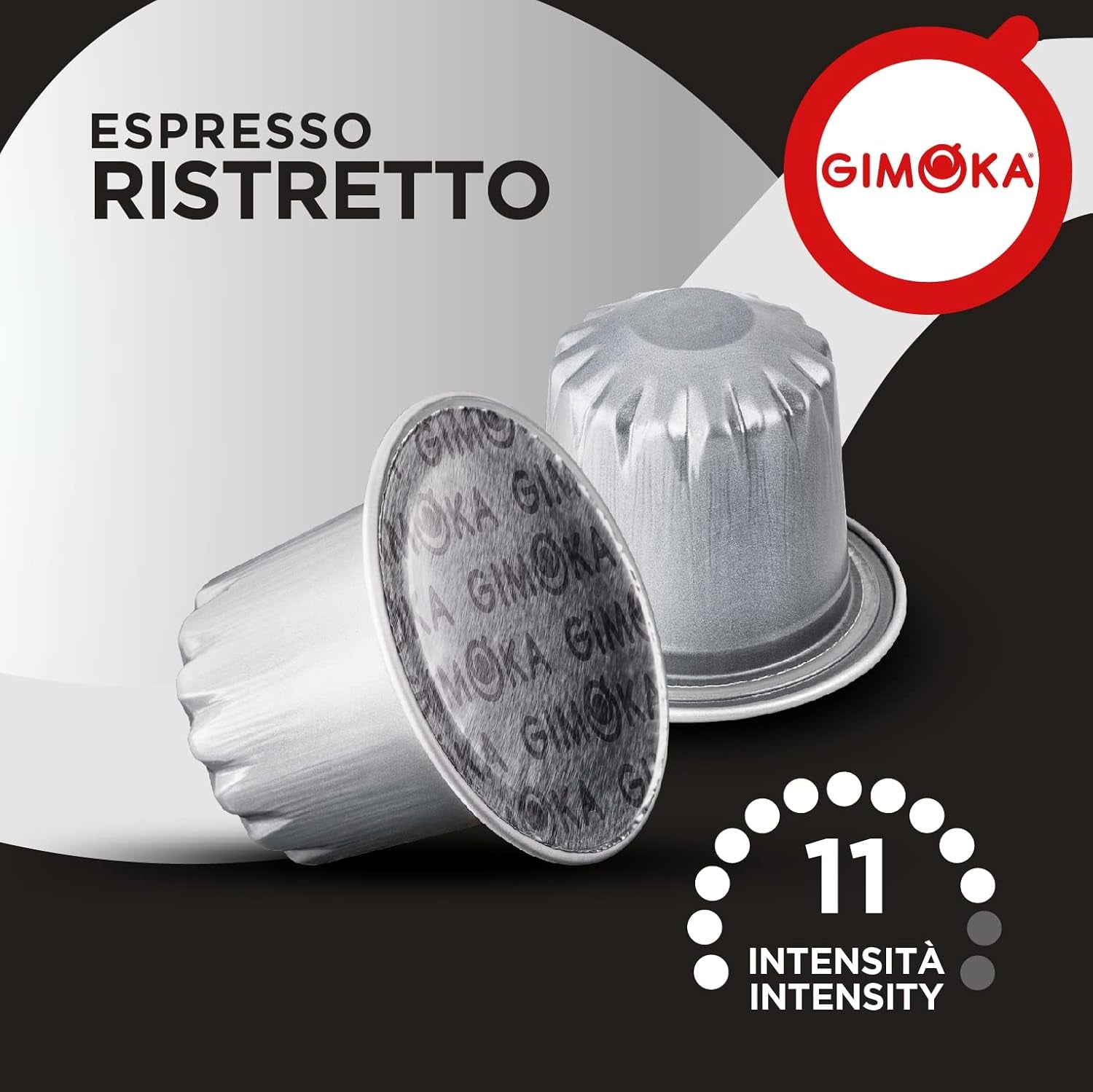 Gimoka Kaffeekapseln Espresso Ristretto, Intensität 11/13-100 Kapsel aus Aluminium - Compatibel met Nespresso* Haushalts-Espressomaschinen - 100 Stück (10 x 10 Getränke) - Hergestellt in Italien