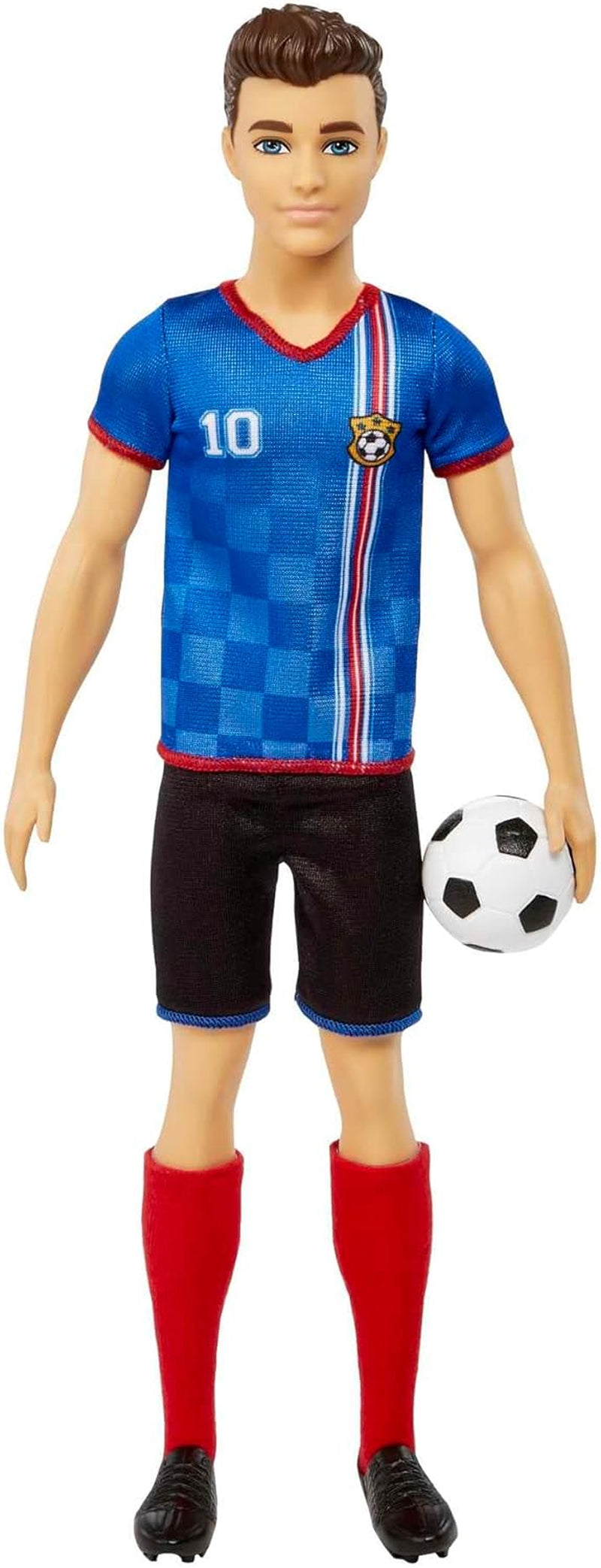 Barbie Je kunt alles zijn Serie Ken-pop Voetballer Bruin haar Ken-pop Blauw T-shirt Voetbal 1X Ken Voetballer-pop Kindercadeau 3 jaar oud Speelgoed Hcn15 Naty Shop-poppen Enkel 11,5 inch