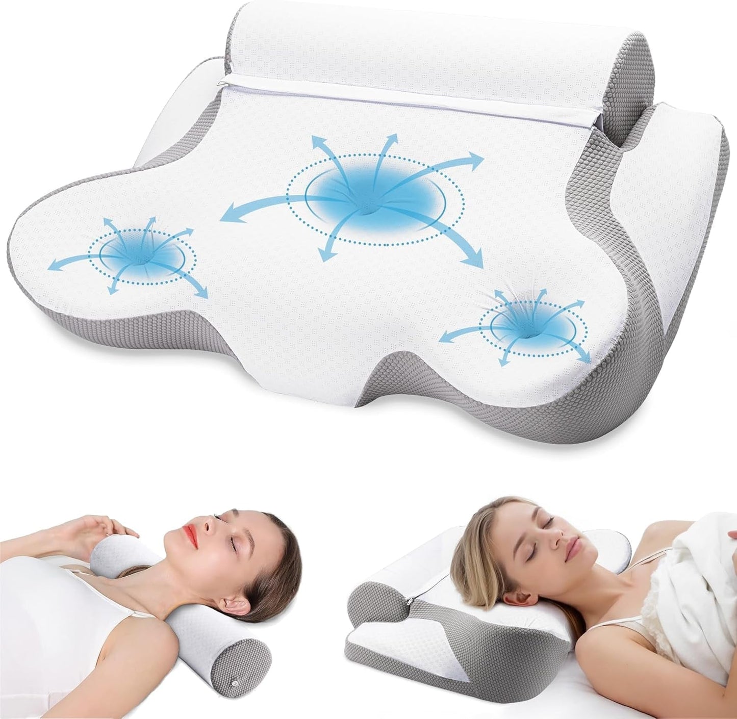 TopEsct Memory Foam Kussen, Zijslaper Kussen, Nekkussen, Hoofdkussen voor Zij- en Rugslapers (Grijs)