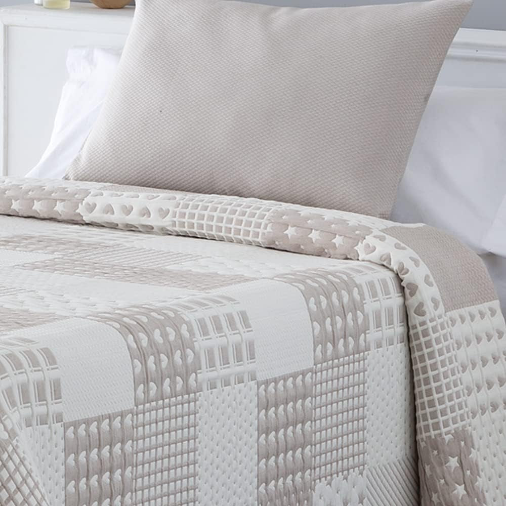 VIALMAN Colcha Bouti Ligera Sprei Sofia 21, polyester katoen, beige, Cama 150: 250 X 270 Cm Bedden en dekens Besuche den VIALMAN-Store