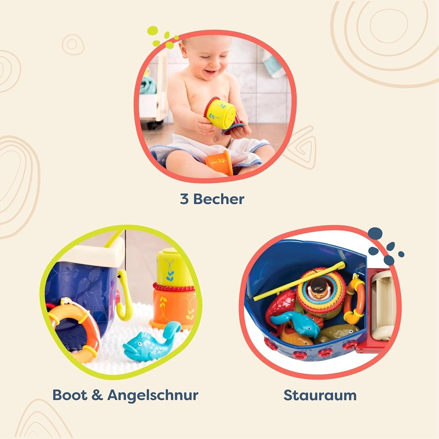 B. speelgoed 13-delig badspeelgoed voor kinderen met boot, stapelbeker, vis, visspel speelgoed voor kinderbad vanaf 1 jaar Speelgoed Bebe Naty Shop