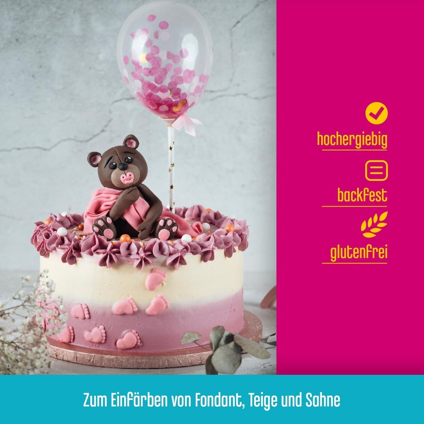 DECOCINO roze kleurpasta - 20 g - Kleurstof voor levensmiddelen, ideaal voor het kleuren van taarten, fondant en crèmes - Vrij van azo-vetzuren en gluten