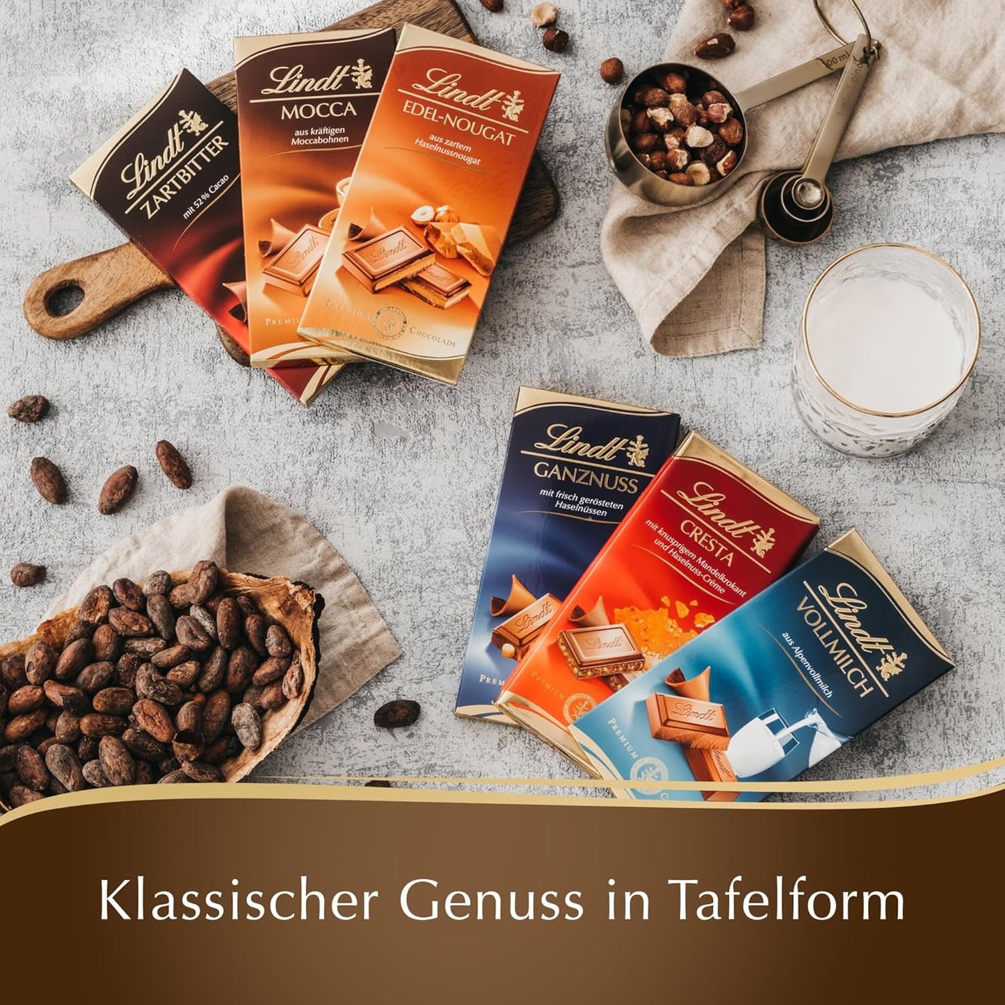 Lindt Mokka Chocolade | Tablet 100g | Melkchocolade met rijke mokkabonen | Chocoladereep | Chocoladegeschenk, 100g (pak van 6)