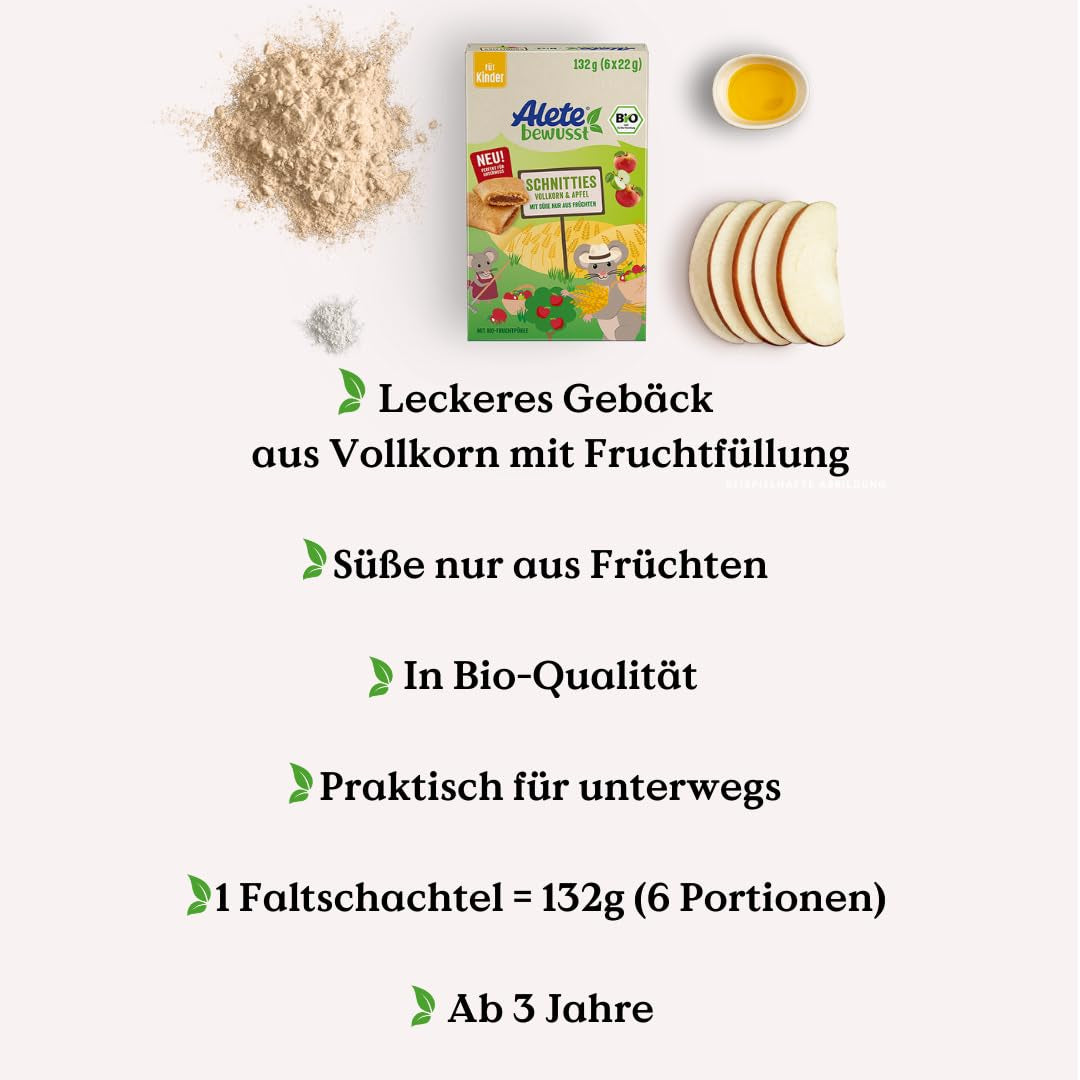 Alete Biologische Taartjes Met Volle Granen En Appel 6 x 22 g