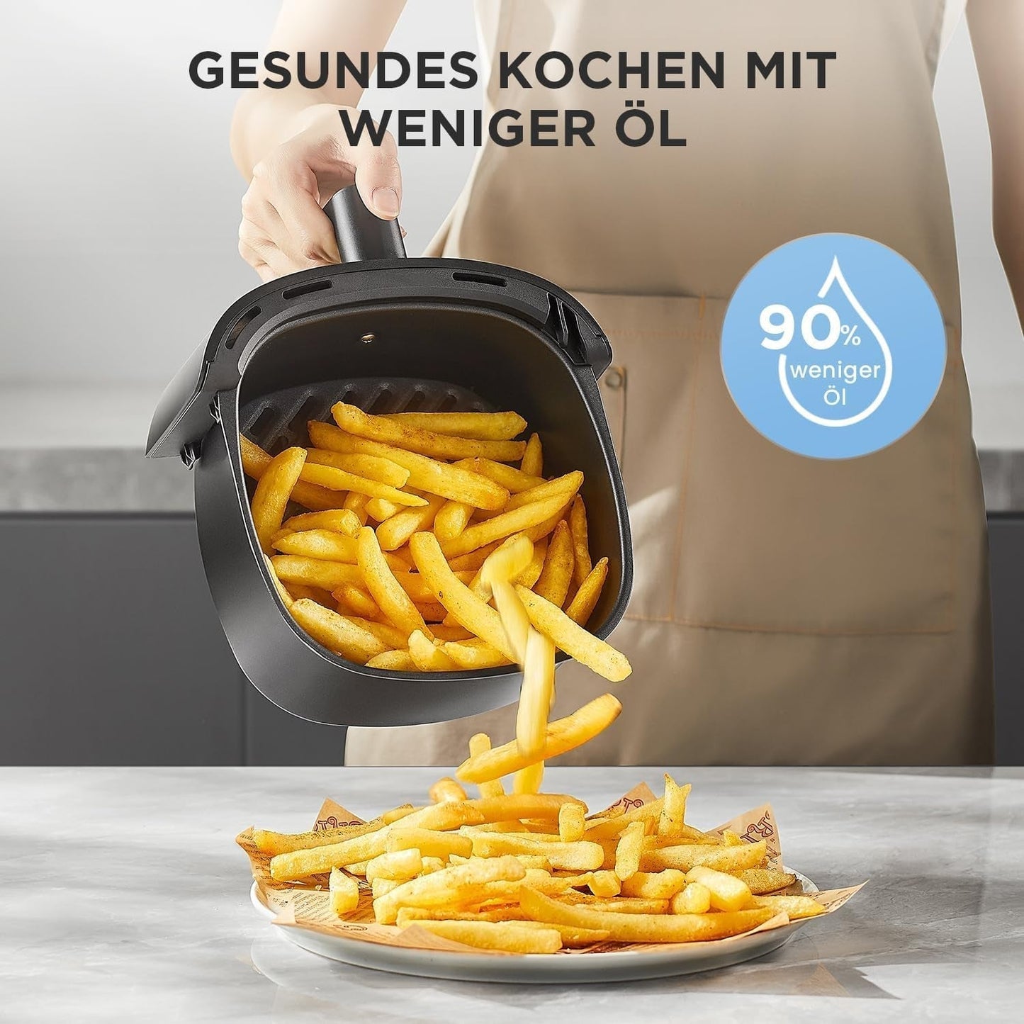 Midea Heteluchtfriteuse 2L, 1150W Airfryer, olievrij, Heteluchtfriteuse, Automatische uitschakelfunctie Huishoudelijke Apparaten Naty Shop