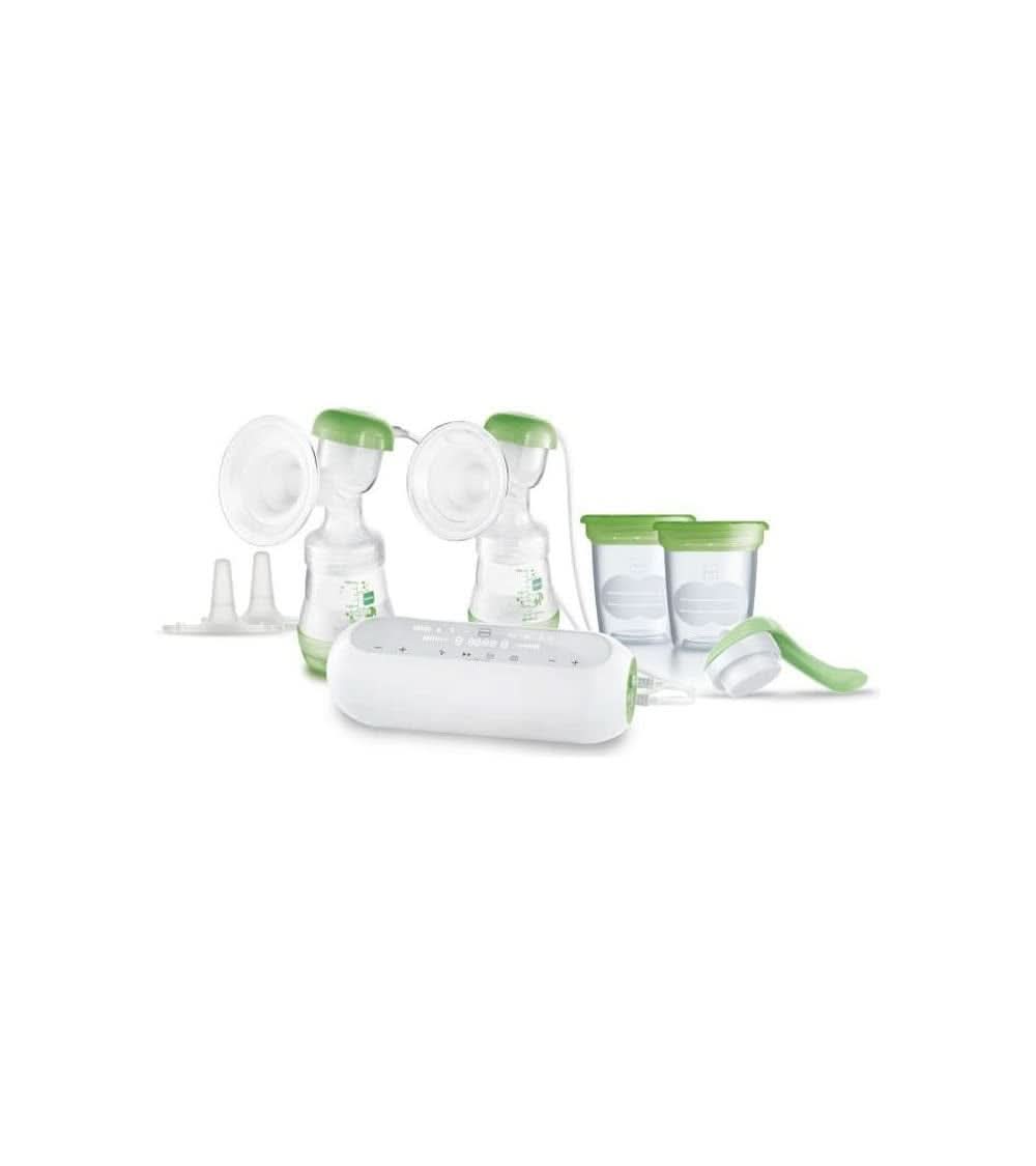 MAM - Elektrische Doppel-Milchpomp – 2-in-1-Milchpomp Met 9 Intensieve Voedingen en 3 Stunden Akkulaufzeit – 2 Easy Start Anti-Koliekenflesjes & 2 Vorratsdosen Inklusive – Grün Accessoires Voeding en Borstvoeding Baby Naty Shop