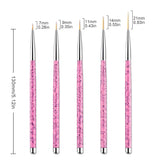 Sullarpek Nail Art Liner Pinsel, 5 Stück Profi Detail Fine Nails Gel Nails Brush, Nagel Pinsel Dünn Für Beauty Frauen Nagelstudio (5 Größen, Rosa)