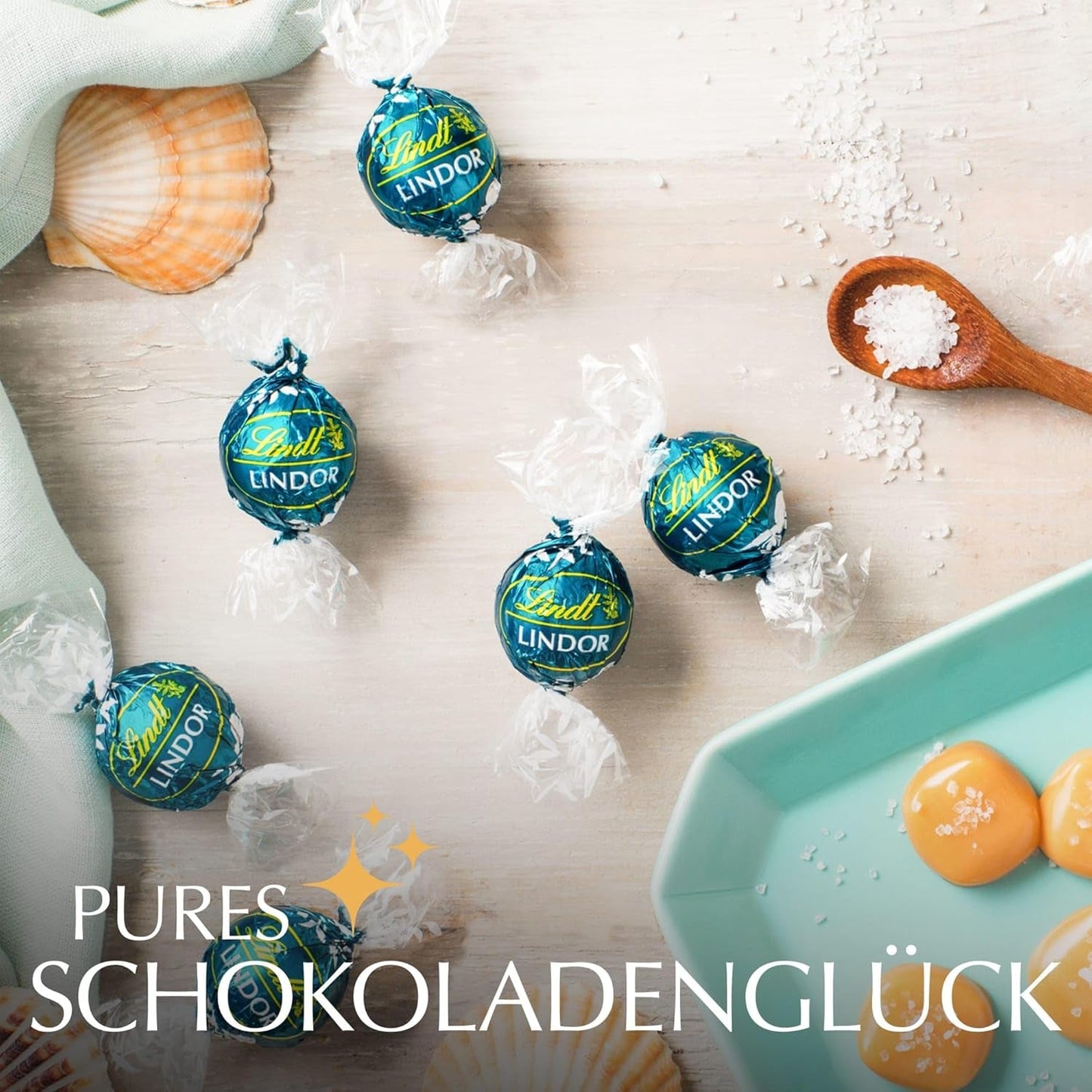 Lindt-chocolade | LINDOR Gezouten Karamel Kornet | 500g | 38 Melkchocoladebolletjes met Gezouten Karamelvulling | Geschenk van chocolade