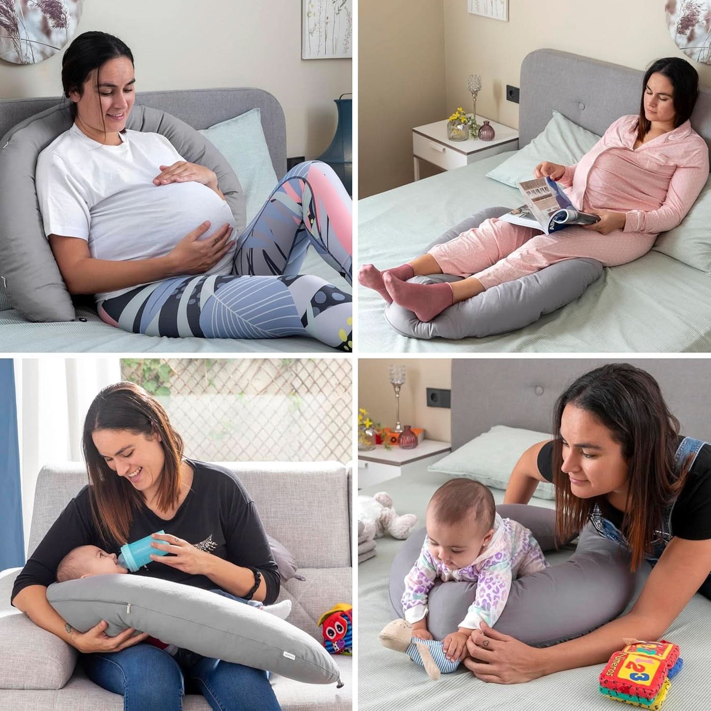Innovagoods - Multifunctioneel voedingskussen, Ergonomisch ontwerp voor de ontspanning van moeder en kind, Verstelbaar voor verschillende posities, Wasbaar, Gekleurd, Polykatoen Accessoires Voeding en Borstvoeding Baby Naty Shop