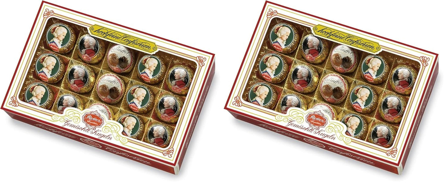Reber Mozart-balletjes met pure chocolade, verpakking van 6 met marsepein en nougat, veganistisch - 1 x 120 g