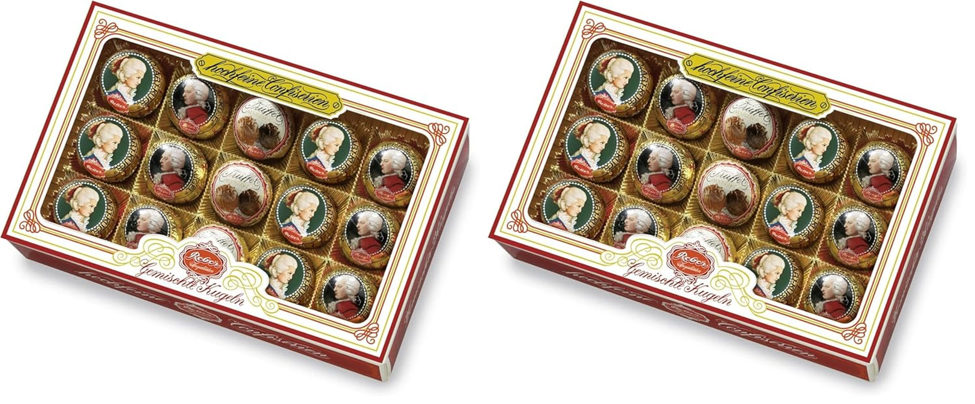 Reber Mozart-balletjes met pure chocolade, verpakking van 6 met marsepein en nougat, veganistisch - 1 x 120 g