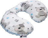 Medi Partners Baby Nekkussen Neksteun 100% Katoen / Minky Baby Nekkussen voor Auto Wandelwagen Reizen Reizen Slaap Nekkussen Snooze Roll (REH met Grijze Minky) Cervicale Orthopedische Kussens Naty Shop Lichtblauwe Minky Teddybeer
