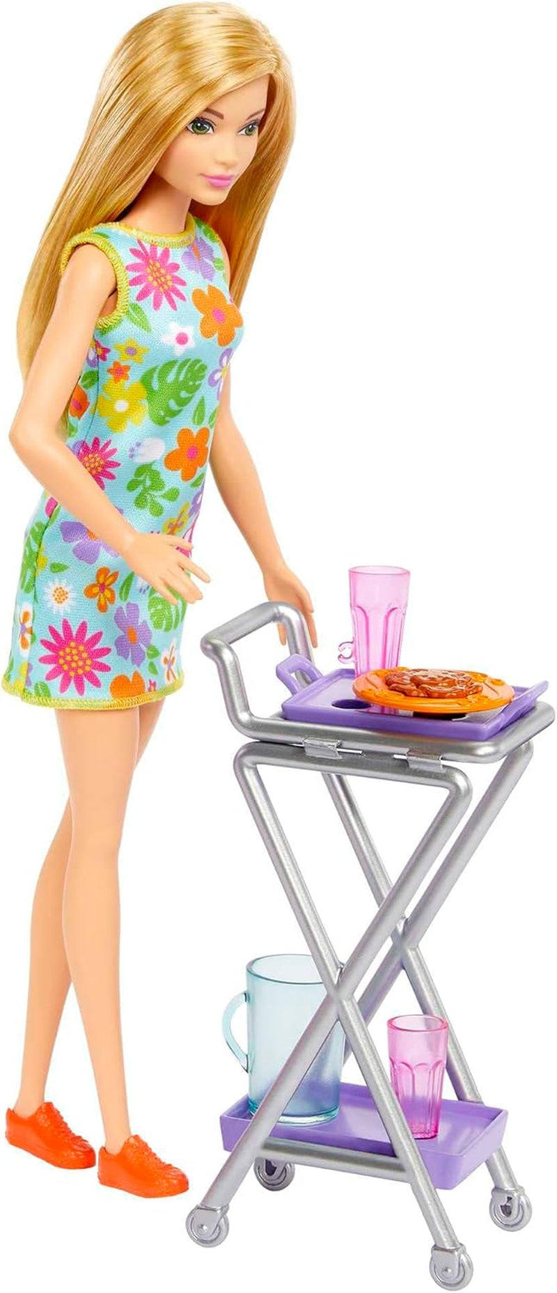 Barbie-poppenkastspeelset met meer dan 25 keukenonderdelen en accessoires - perfect voor kleine fijnproevers en cadeau voor kinderen vanaf 3 jaar, HJV38