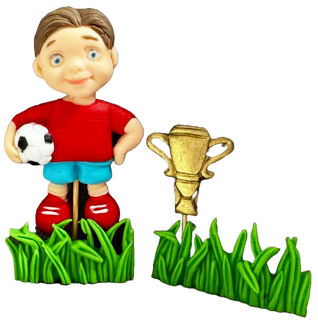 Set van 4 eetbare suikerdecoraties, Voetballer Sugar Paste Decorations Naty Shop