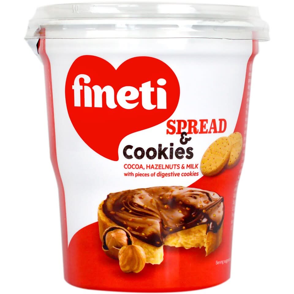 Fineti, Smeerbare room met cacao, hazelnoten en koekjes 370g Glazuren en Decor Naty Shop