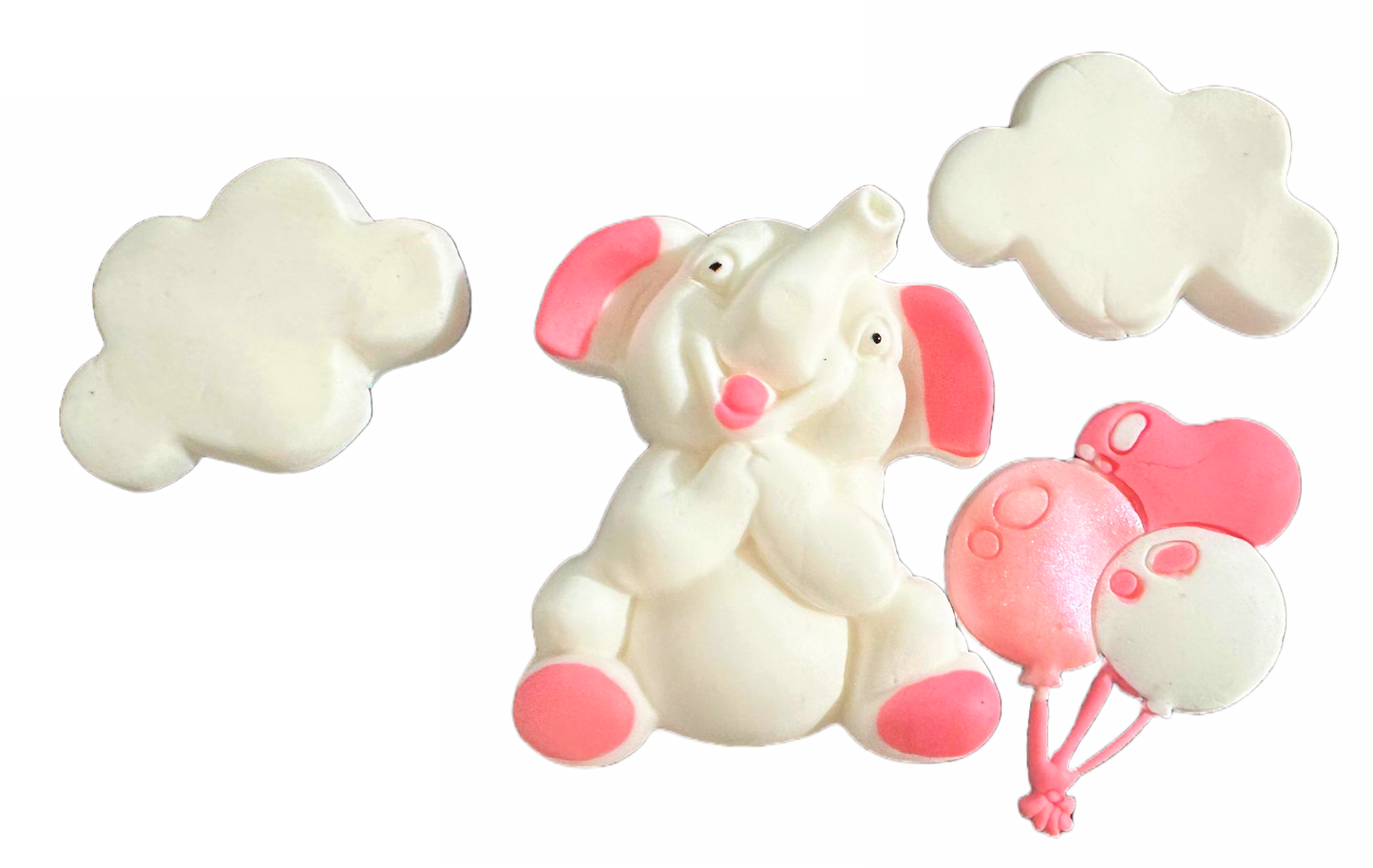 Set eetbare suikerdecoraties, Pink Elephant Sugar Paste Decorations Nati Shop