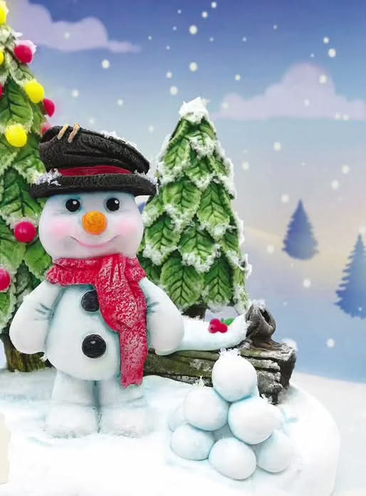 Eetbare suikerdecoratie, Sneeuwpop Suikerpasta Decoraties Nati Shop