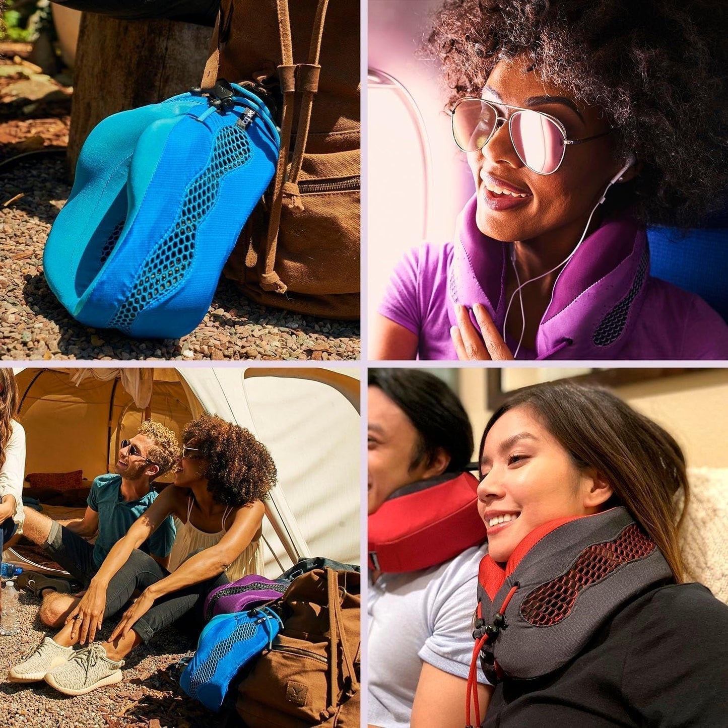 Cabeau Long Flight Travel Nekkussen - Evolution Cool - Ondersteunend Memory Foam met ventilatieopeningen - Compact met draagtas (paars) Naty Shop Reiskussens