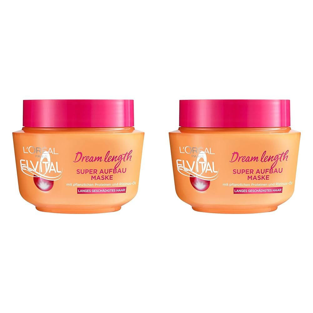 L'Oréal Paris Elvital Anti Split End Haarmasker voor lang, beschadigd haar, Intensieve uitspoelbehandeling, Met plantaardige vitamines en ricinusolie, Dream Length Super Build-up Mask, 1 x 300 ml Naty Shop Haarmasker Standaard titel