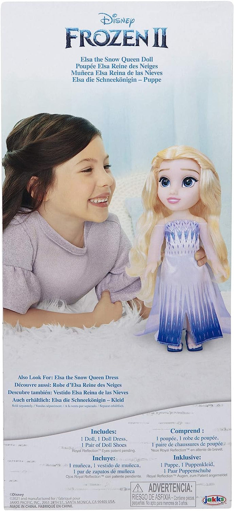 Disney Frozen 2 ELSA The Snow Queen Doll - 35 cm grote, beweegbare pop in iconische modejurk en lang golvend haar voor extra speelplezier, voor meisjes vanaf 3 jaar, 214894 Naty Shop Dolls