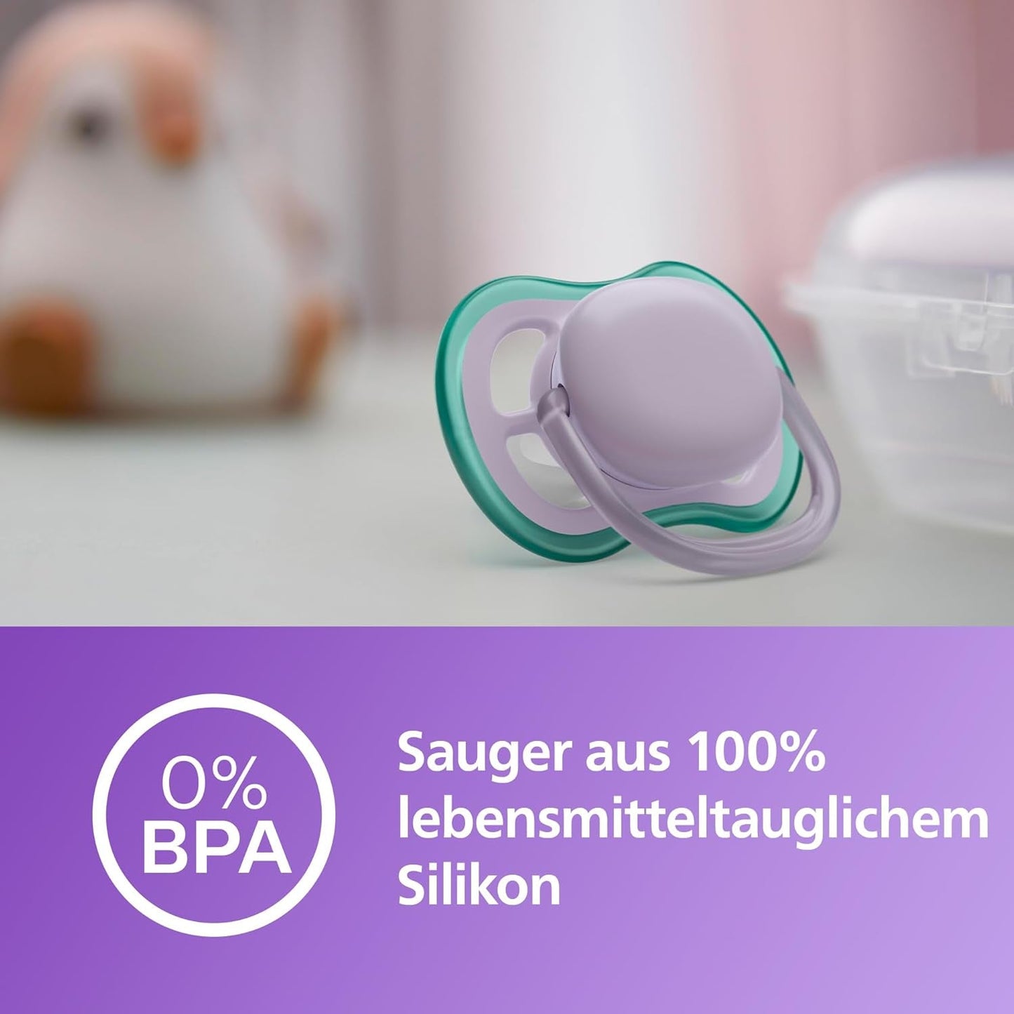Philips AVENT ultra air Fopspenen - Lichte en ademende fopspenen voor baby's van 0-6 maanden, BPA-vrij, met draagtas als sterilisator, 2-pack, model SCF085/24