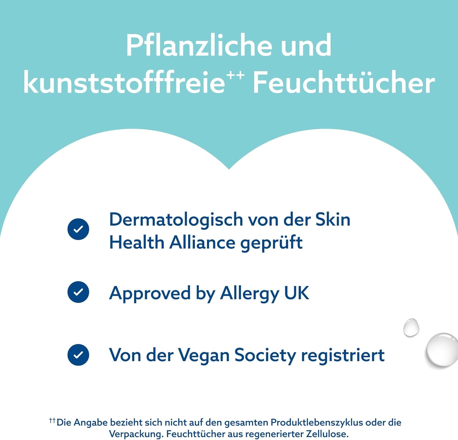 WaterWipes Sensitive+ Vochtige doekjes voor onderweg, 100 doekjes (10 stuks), 3 in 1 Reinigt, verzorgt, beschermt, 99,9% water, geurvrije doekjes
