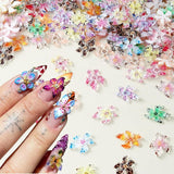 50 stuks 3D bloem nagelbedels, 3D gel nail art, nagelbedels, kleurrijke zomersieraden, doe-het-zelf nagelaccessoires, reliëf hibiscusbloemkristallen, gradiënt nagelkunst voor vrouwen