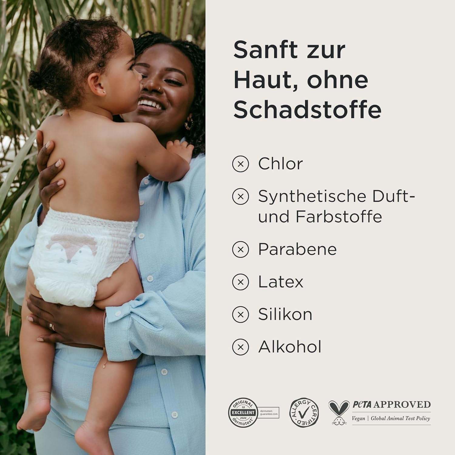 Kit & Kin Premium Eco-luiers, maat 4 (9-16 kg), 132 luiers, plantaardig en hypoallergeen, betrouwbare lekbescherming, veganistisch en dierproefvrij