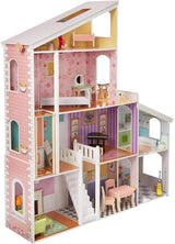 Amazon Basics houten poppenhuis en meubelaccessoires met 4 niveaus voor poppen van 30 cm Naty Shop-poppenhuizen