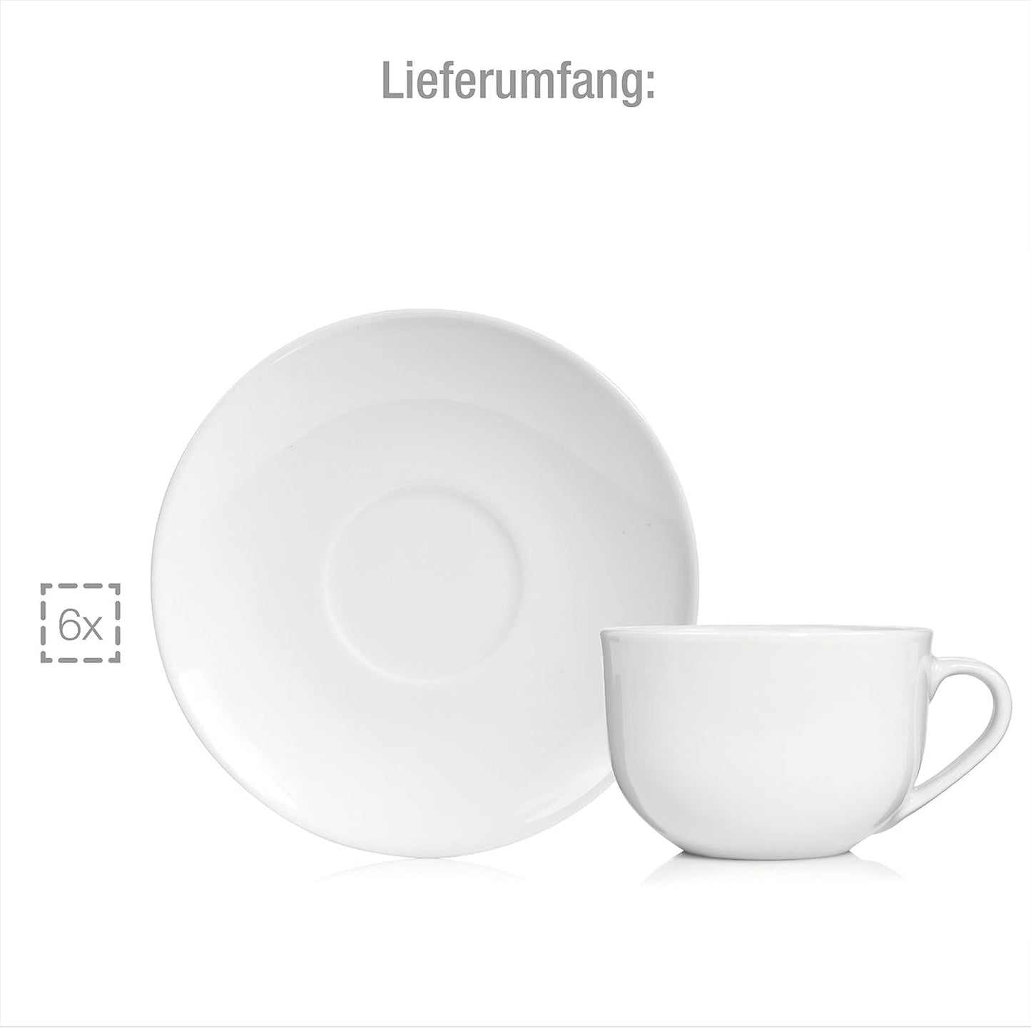 Sänger New Port koffiekopjesset, 12 kopjes voor 6 personen, kop en schotels van wit porselein, 150 ml | DE PREMIUM COLLECTIE