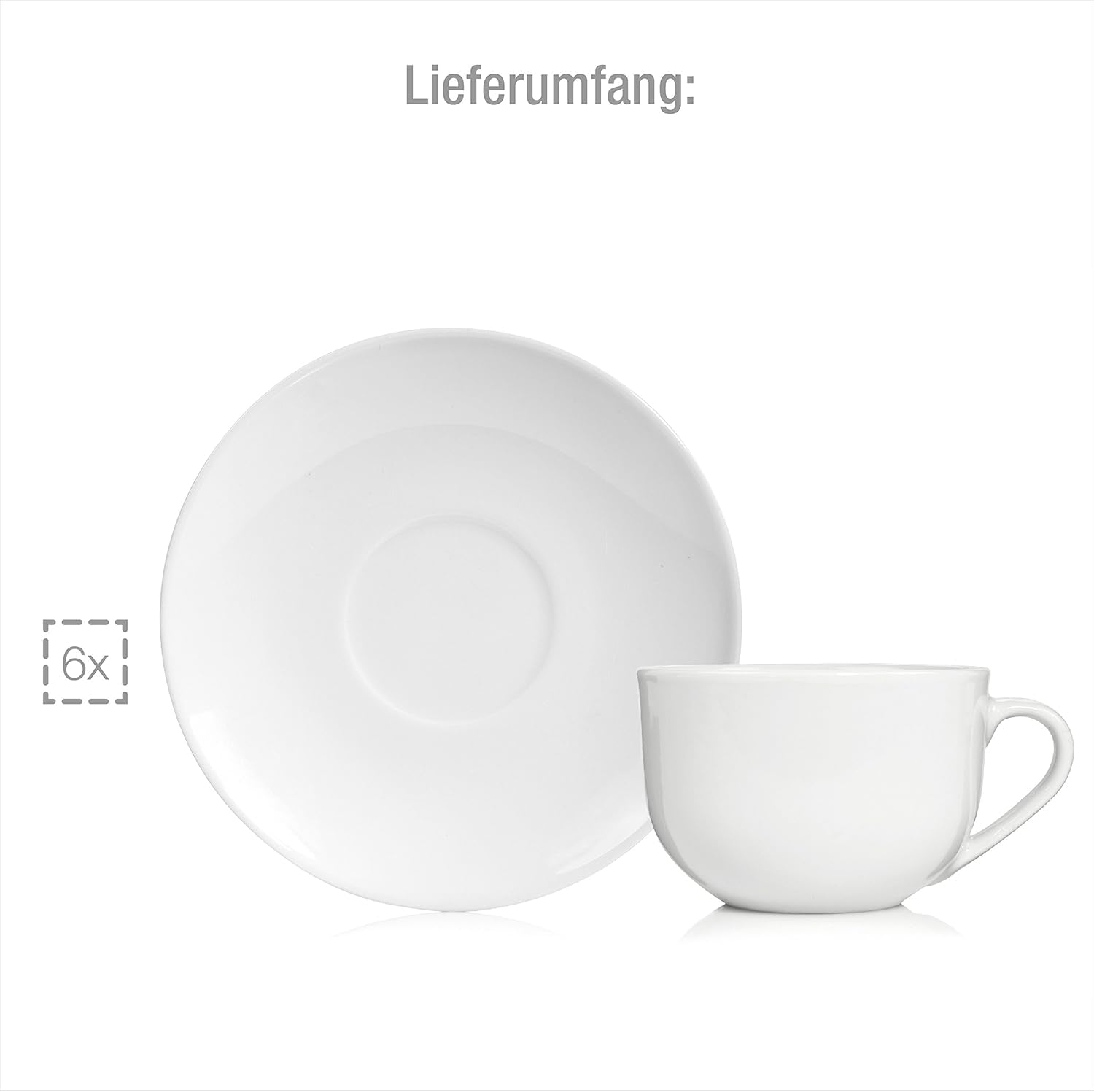 Sänger New Port koffiekopjesset, 12 kopjes voor 6 personen, kop en schotels van wit porselein, 150 ml | DE PREMIUM COLLECTIE