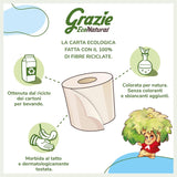 Grazie natuurlijk toiletpapier, Econatural, 56 rollen, Fibrepack gerecycleerd toiletpapier, 100% ecologisch, milieuvriendelijk, ecolabel gecertificeerd en FSC gerecycleerd, gemaakt in Italië